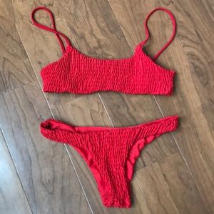 Red smoked bikini set